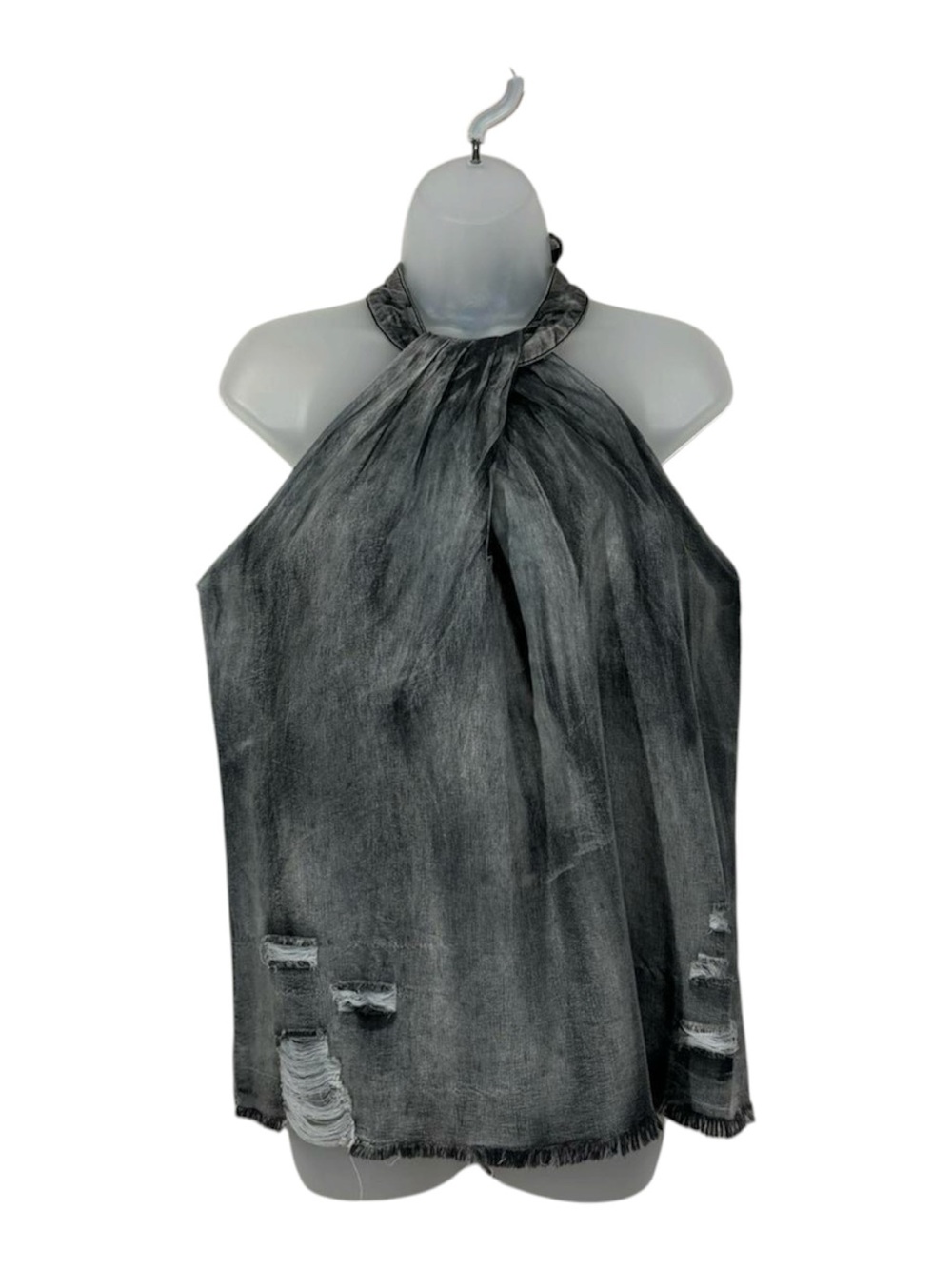 Mazik Distressed Chambray Halter Y2K Top Women’s Size Medium